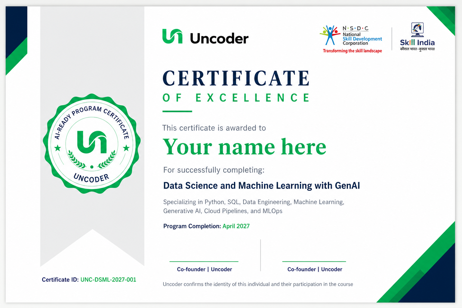 Data science certificate preview